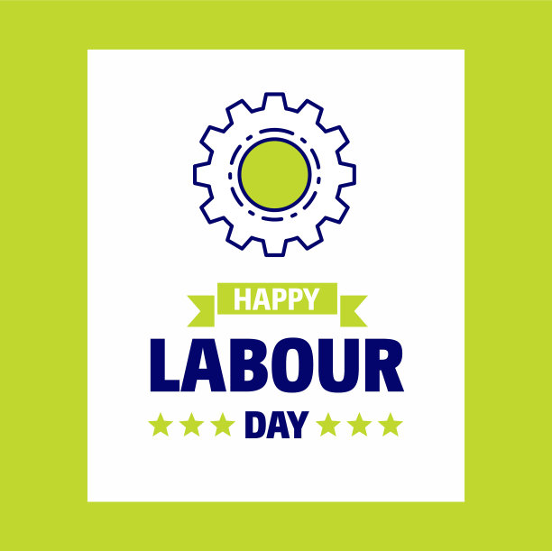 以绿色和蓝色为主题的劳动节快乐设计图片下载