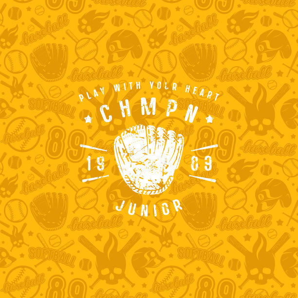 棒球无缝图案和冠军徽章图片下载