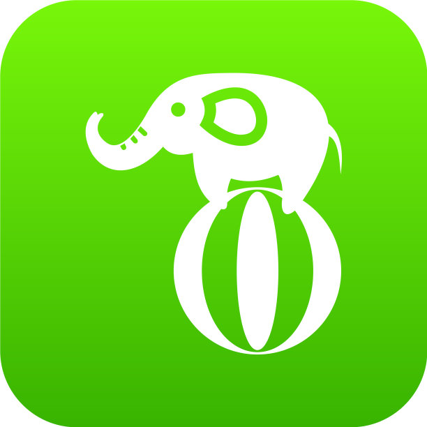 大象在球上保持平衡，数字绿色图标图片下载