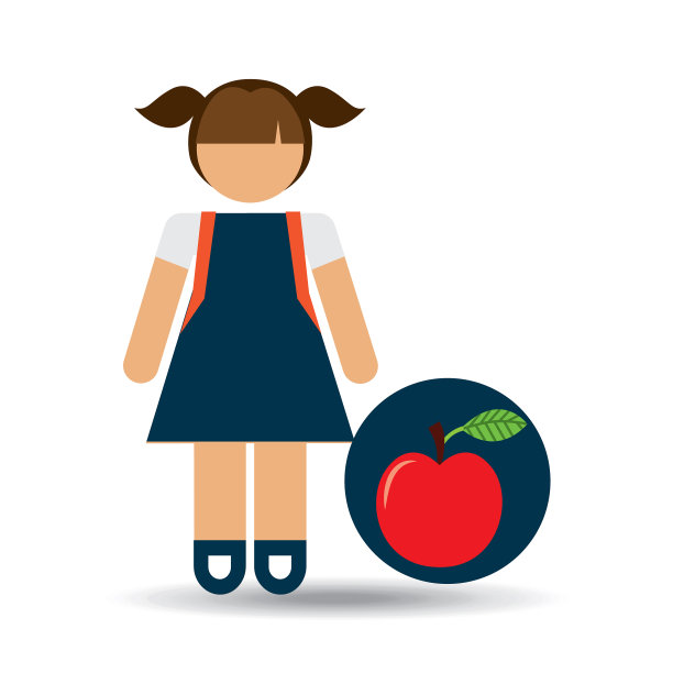 女孩校服学校的苹果图标图片下载