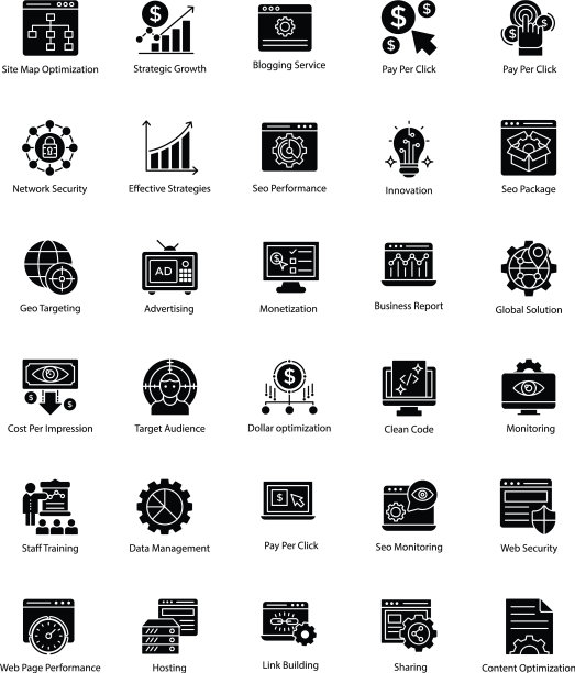 Web和SEO相关glyph图标合集图片下载