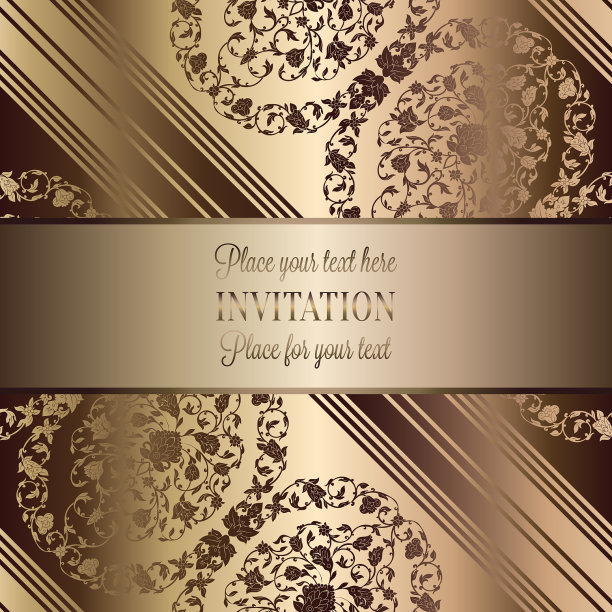 错综复杂的巴洛克豪华婚礼请柬图片下载
