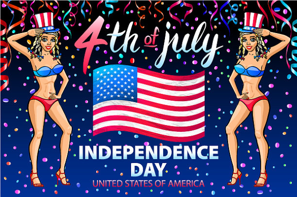 一个女孩庆祝独立日的海报图片下载