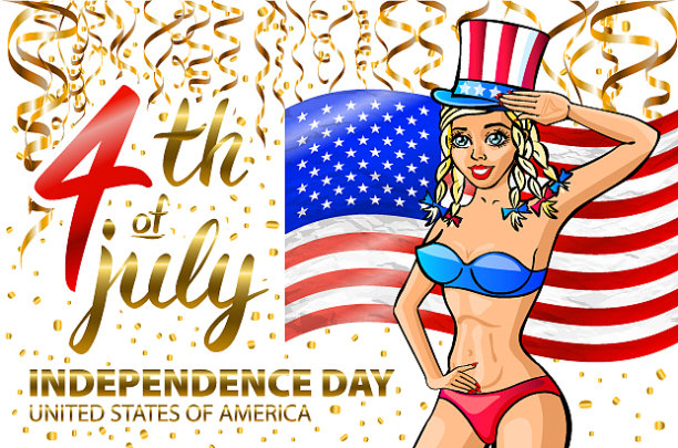 一个女孩庆祝独立日的海报图片下载