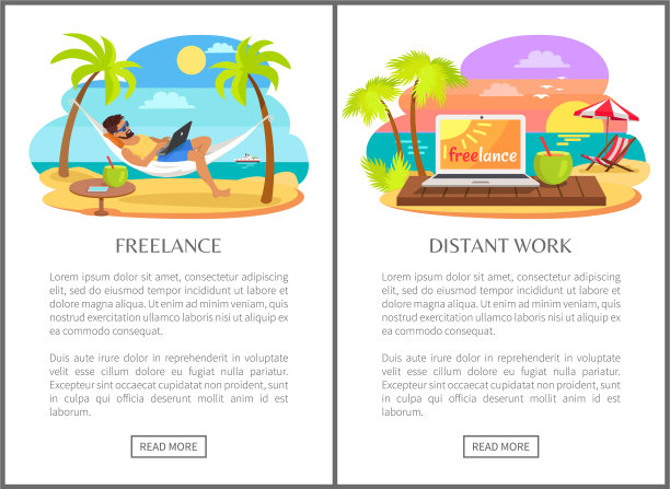 自由职业者和远距离工作广告集图片下载