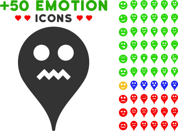 愤怒的笑脸地图标记图标与奖金的笑脸设置图片下载