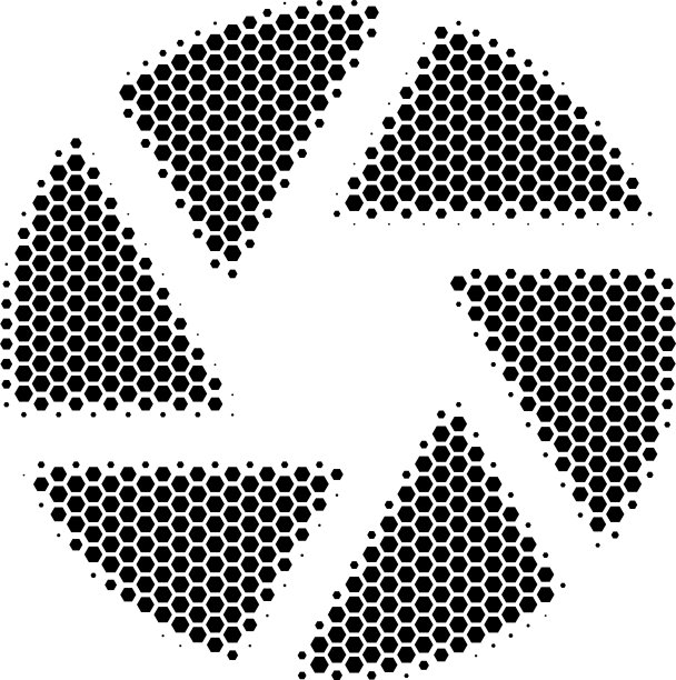 六角形半色调快门图标图片下载