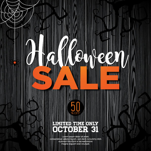 万圣节促销与蜘蛛和节日元素图片下载