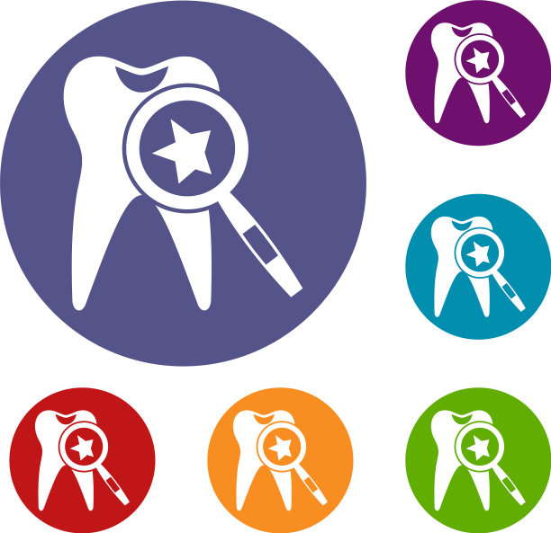 牙齿与放大镜图标设置图片下载