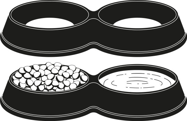 宠物食品碗2节剪影集图片下载