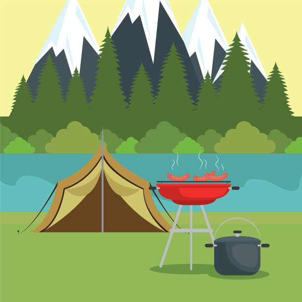 有帐篷场景的露营区图片下载