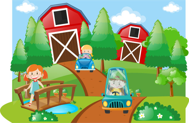孩子们在农场里开车图片下载