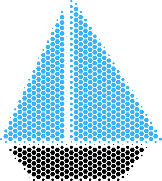 六边形半色调游艇图标图片下载