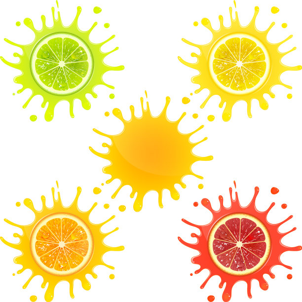 洒上果汁的柑橘类水果图片下载