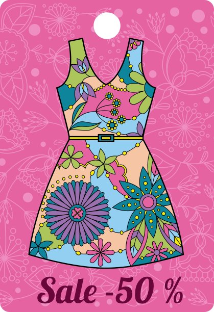 销售标签与服装色彩鲜艳图片下载