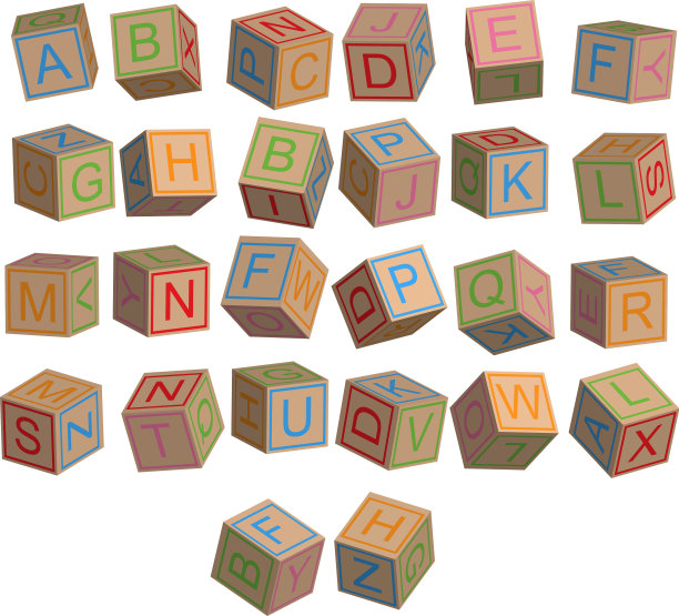 玩具积木字母在3D无序图片下载
