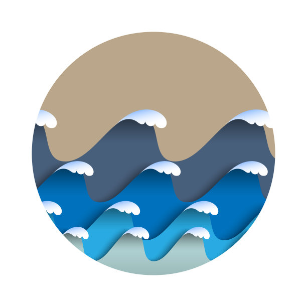 日本的折纸波浪和海泡沫图片下载