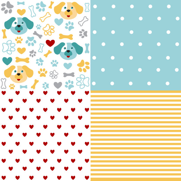 套动物无缝图案与狗图片下载