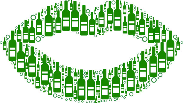 性感的嘴唇拼贴酒瓶图片下载