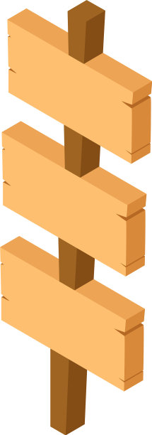 一根柱子上有三个木制标志图片下载