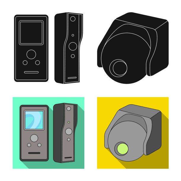 闭路电视和摄像机图标的孤立对象图片下载