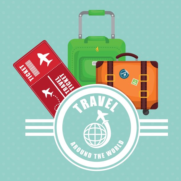 环游世界车票，旅行箱行李标签图片下载