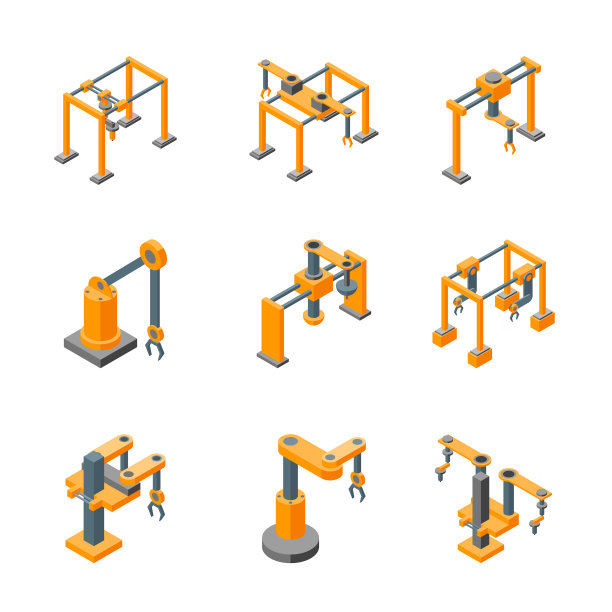 传送带机器机械手图标设置等距图片下载