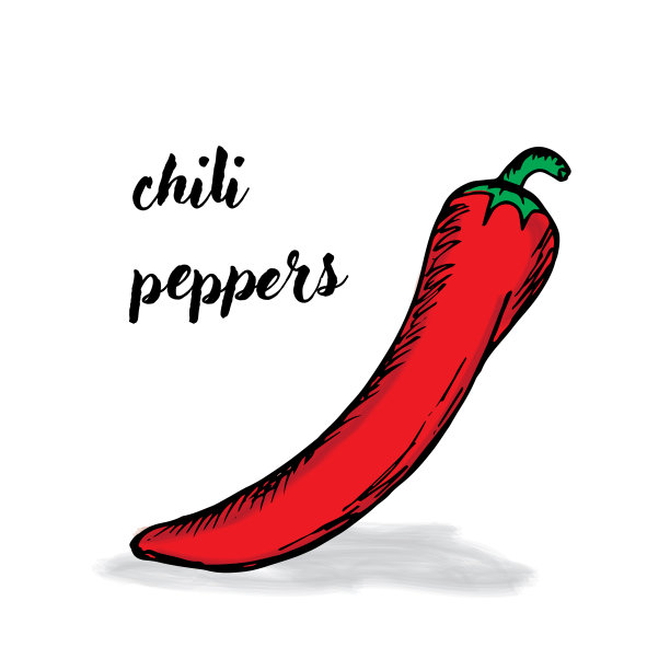 辣椒涂鸦手绘黑色轮廓图片下载