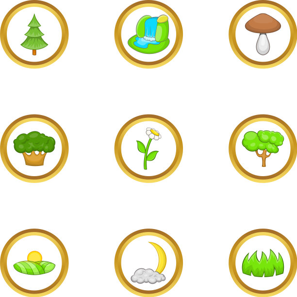 风景图标设置卡通风格图片下载