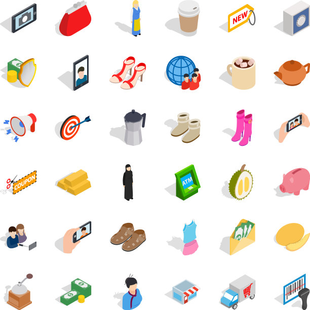 女性图标设置等距风格图片下载