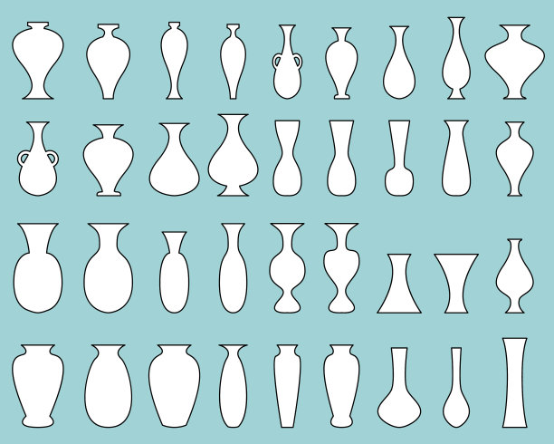 白色剪影花瓶镶黑边图片下载