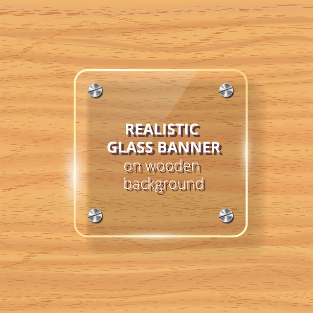 透明的玻璃板仿造黄色的木头图片下载