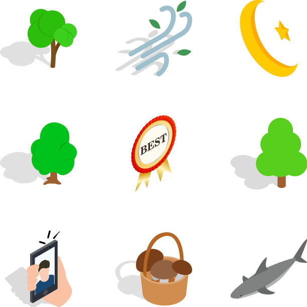 野性图标设置等距风格图片下载