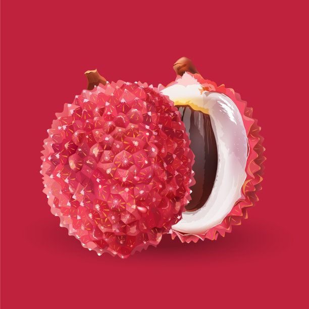 荔枝在红色的背景图片下载