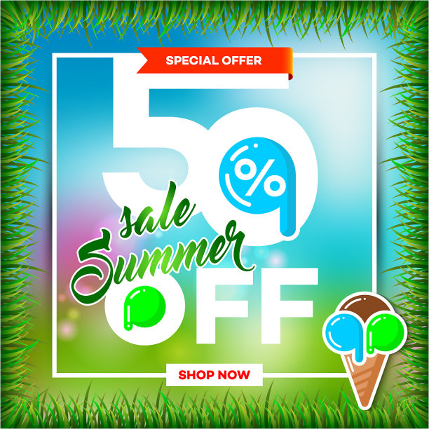 夏季销售背景与热带棕榈叶图片下载