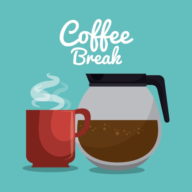 壶玻璃咖啡和马克杯红色图形图片下载