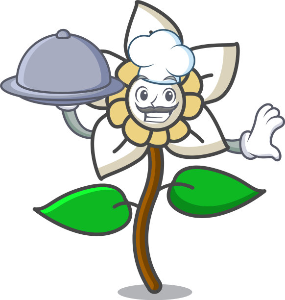 主厨用美食茉莉花卡通吉祥物图片下载