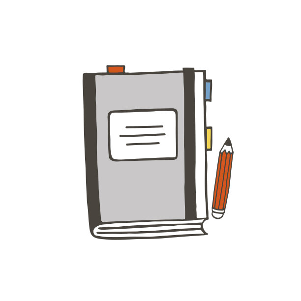 灰色笔记本和铅笔图片下载