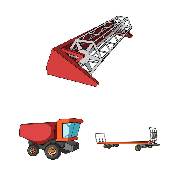 农业机械卡通图标设置图片下载