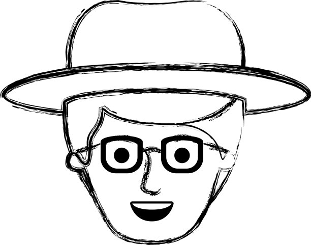 男性脸，带帽子和眼镜，侧分图片下载