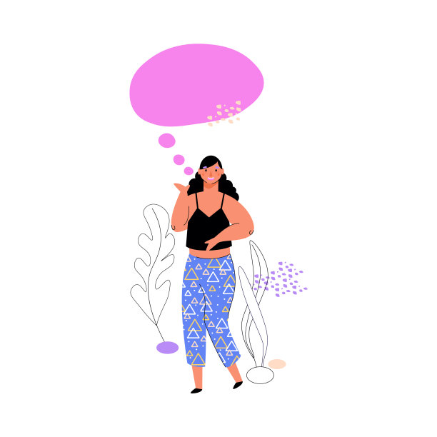 女人用言语聊天泡泡，卡通矢量插图孤立。图片下载