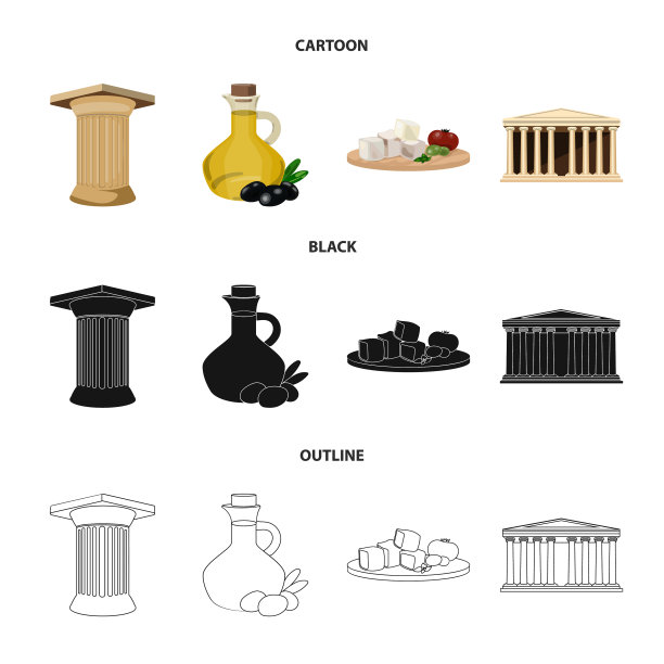 希腊国家传统地标希腊set图片下载