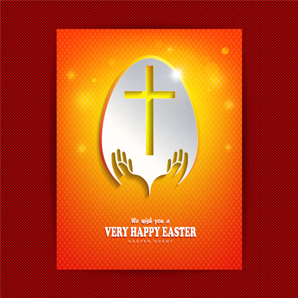 橙色色调与复活节彩蛋和文字组成图片下载