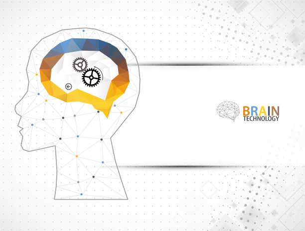 创意脑的概念背景与三角形图片下载