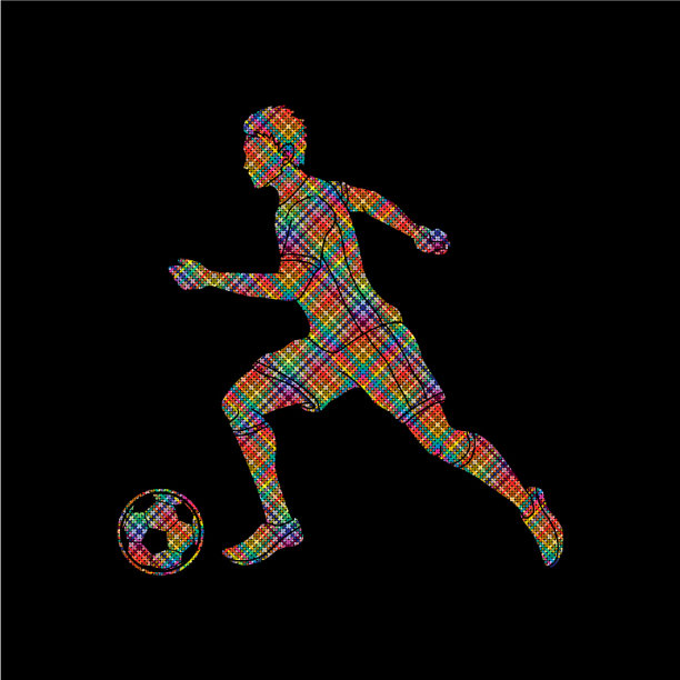 足球运动员拿着足球奔跑图片下载