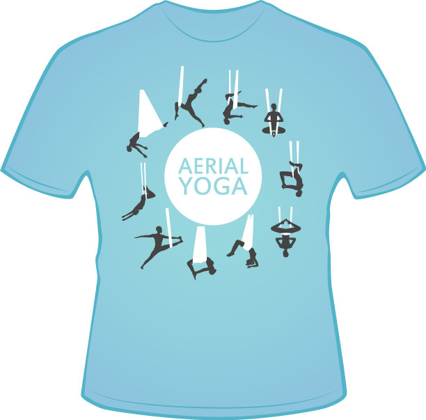 空中瑜伽t恤设计与女人的轮廓图片下载