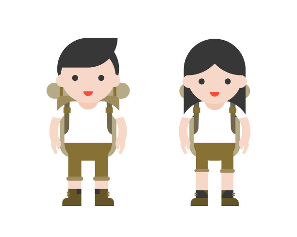 健行概念可爱的健行人物与图片下载