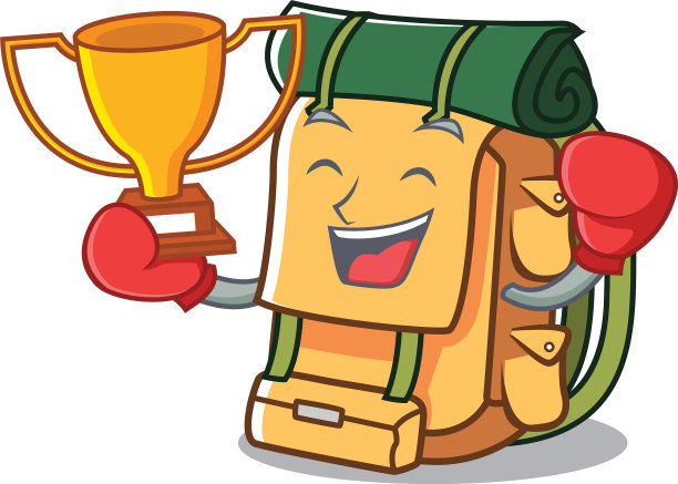 拳击冠军背包吉祥物卡通风格图片下载