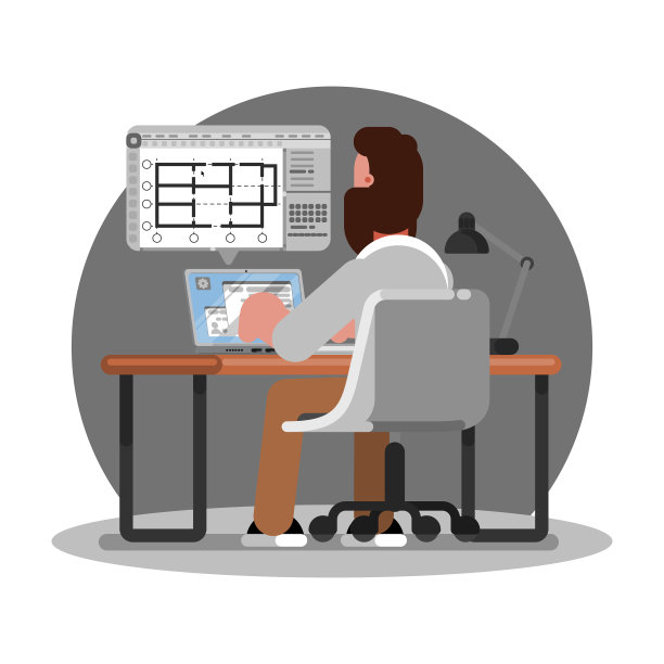 男建筑师在笔记本电脑上制定计划图片下载