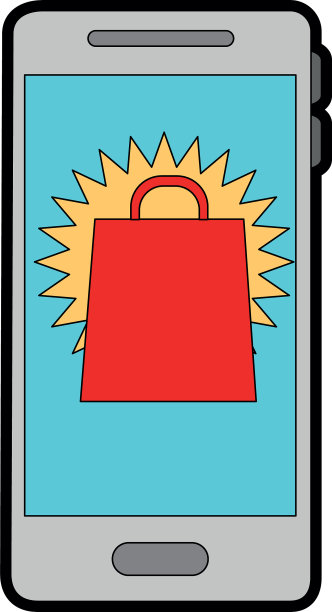 带购物袋的智能手机图片下载